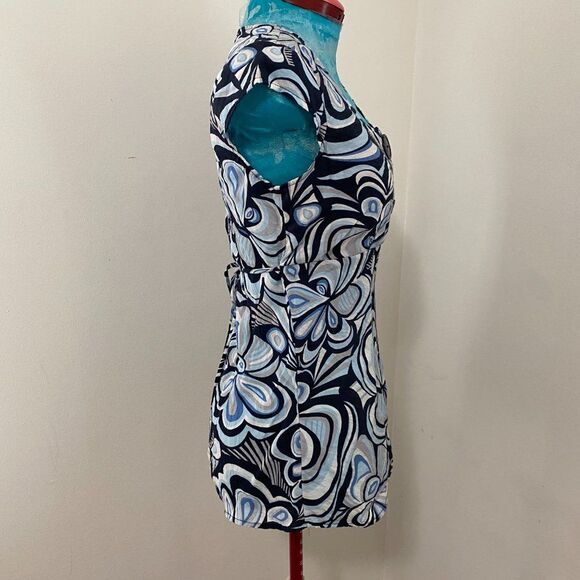 Dress Barn Floral Boho Square Neck Short Sleeve Fitted Womens Top Size S - Picture 6 of 6